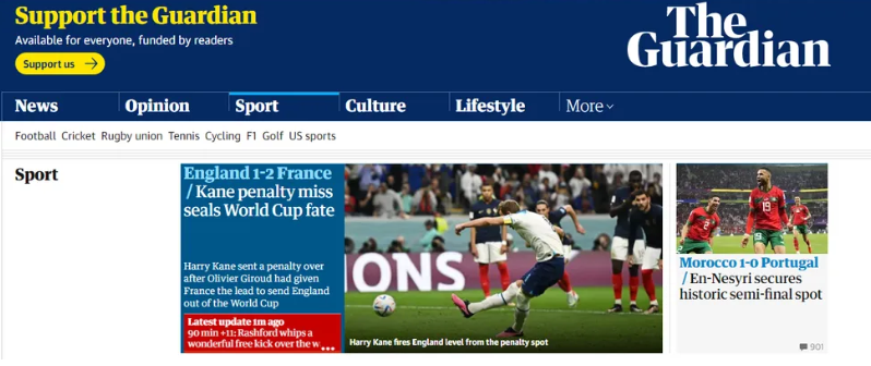The Guardian comentou a eliminação da Inglaterra