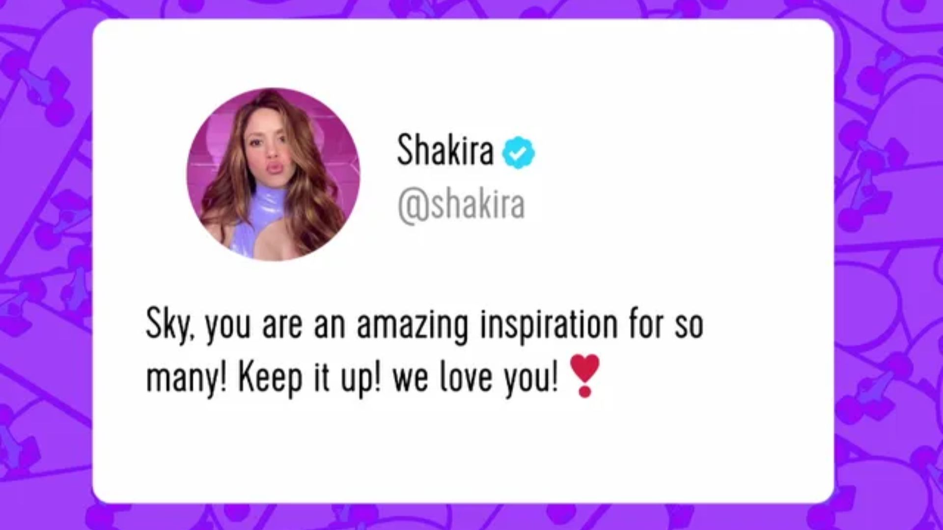 Mensagem de Shakira para Sky Brown