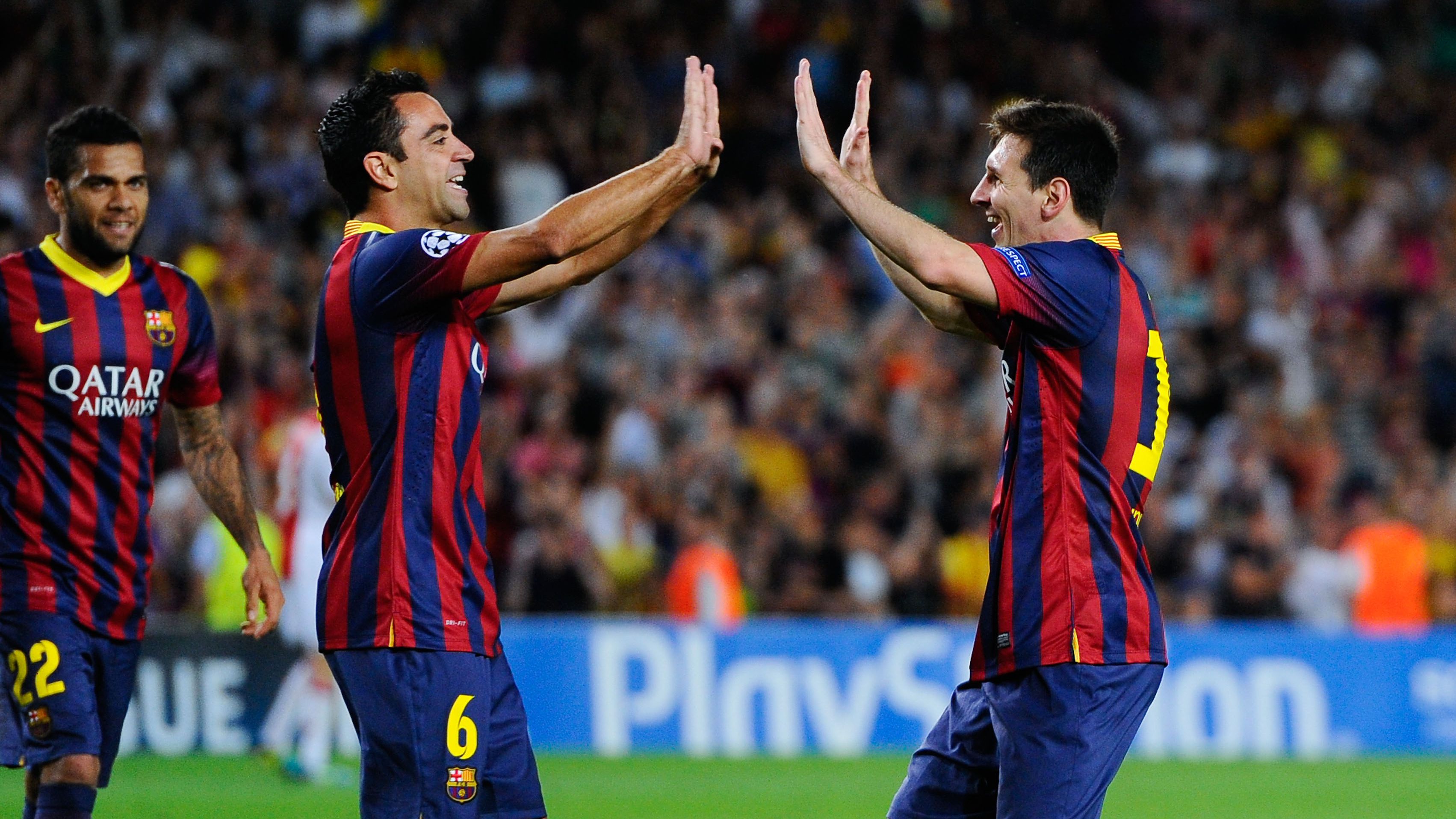 Xavi e Messi atuando juntos, pelo Barcelona (Crédito: Getty Images)