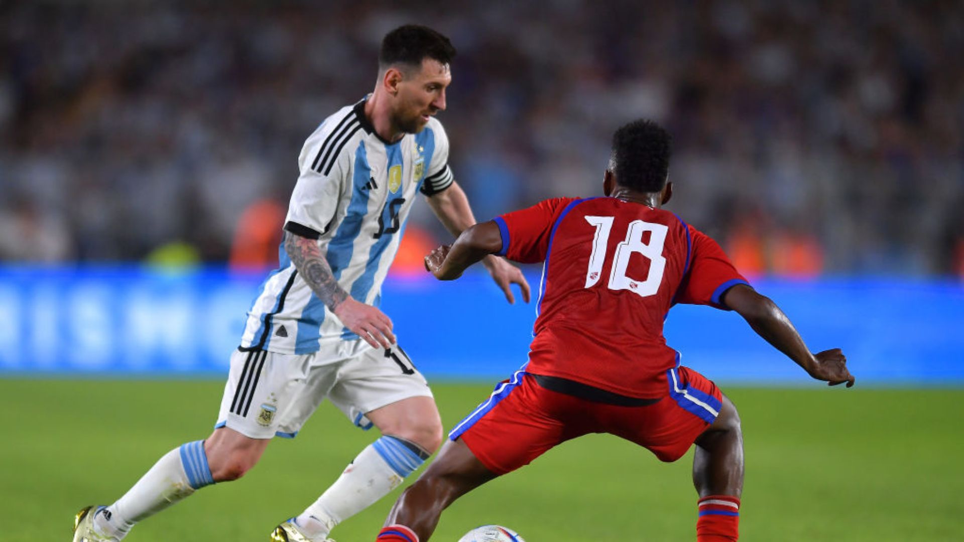 Messi em campo pela Argentina contra o Panamá