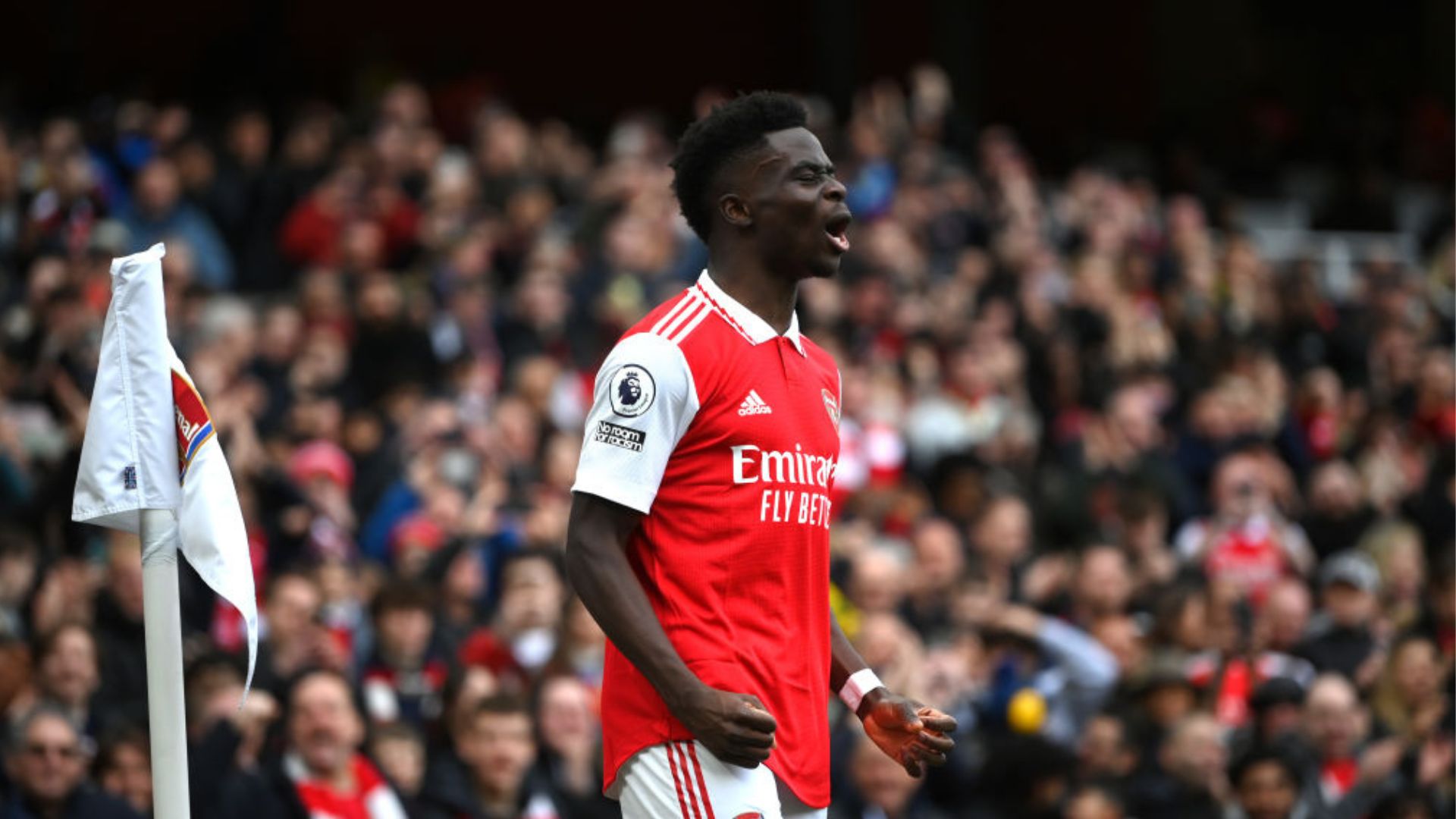 Bukayo Saka em ação pelo Arsenal