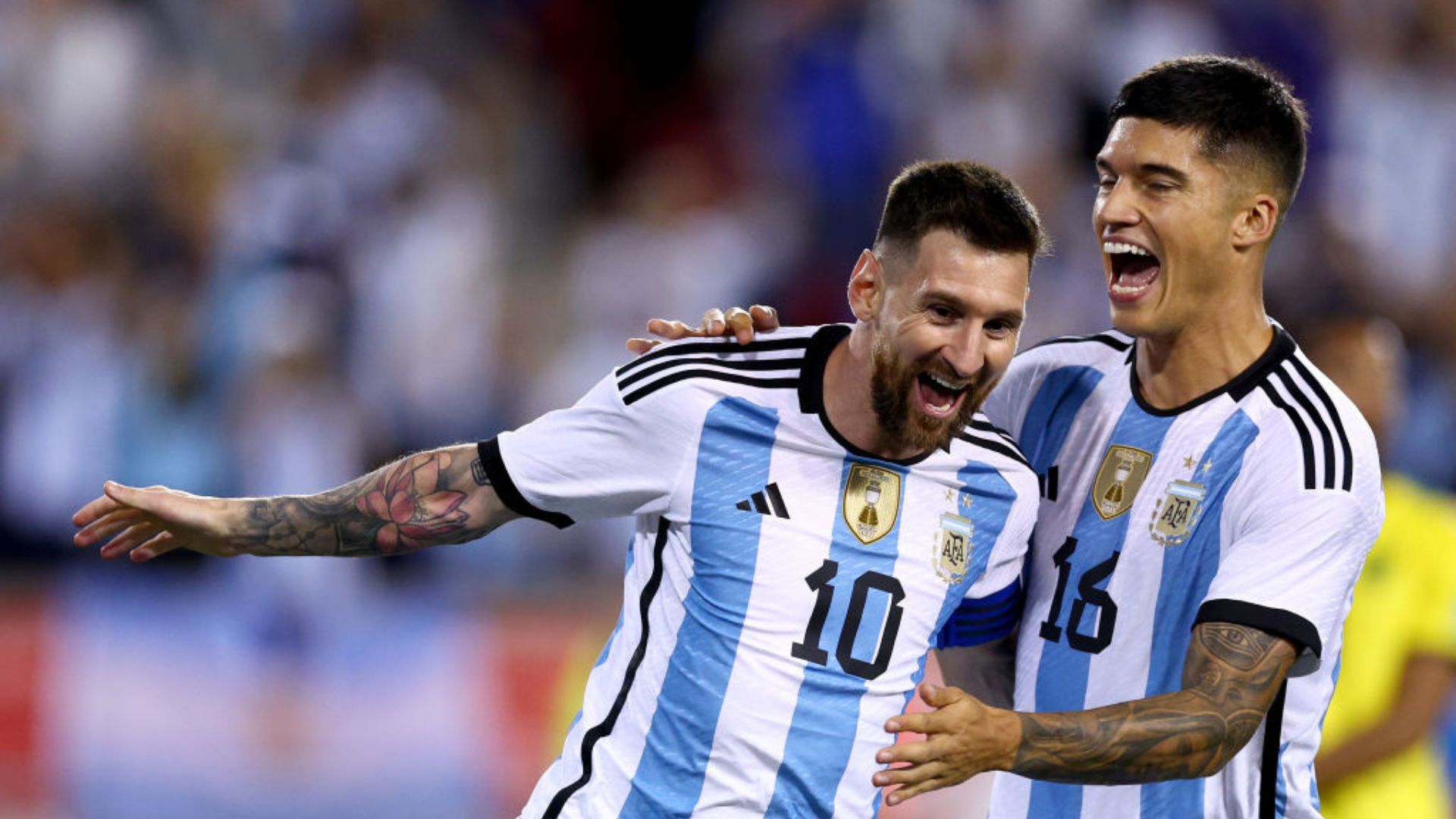 Messi vibrando pela Argentina