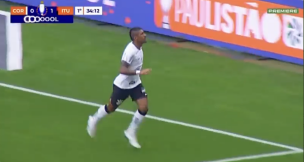 Paulinho marcou o gol do Corinthians (Crédito: Reprodução / Premiere)