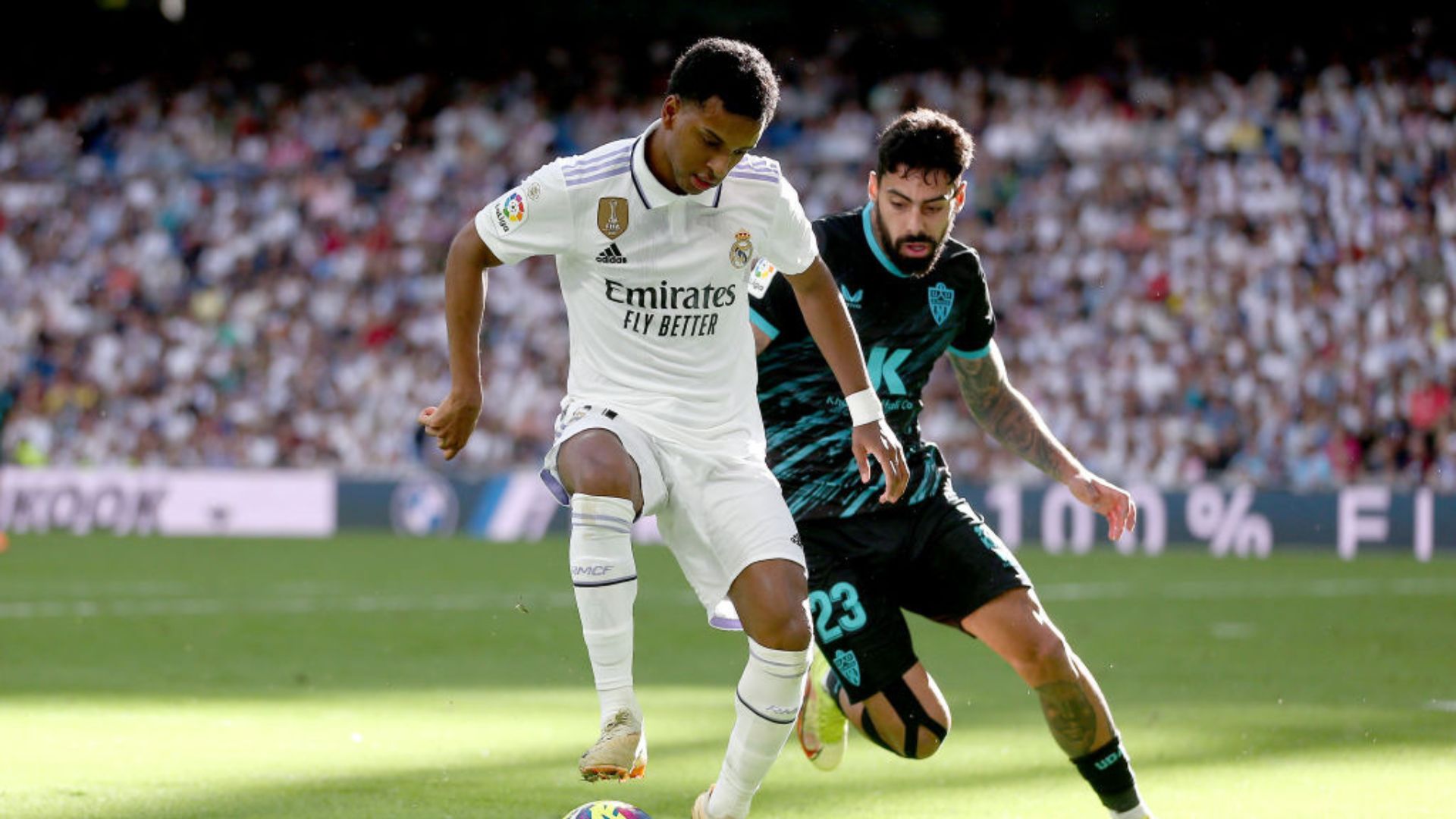 Real Madrid e Rodrygo em ação contra o Almería
