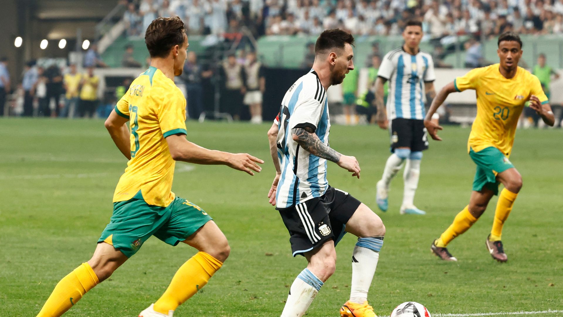 Argentina em ação contra a Austrália