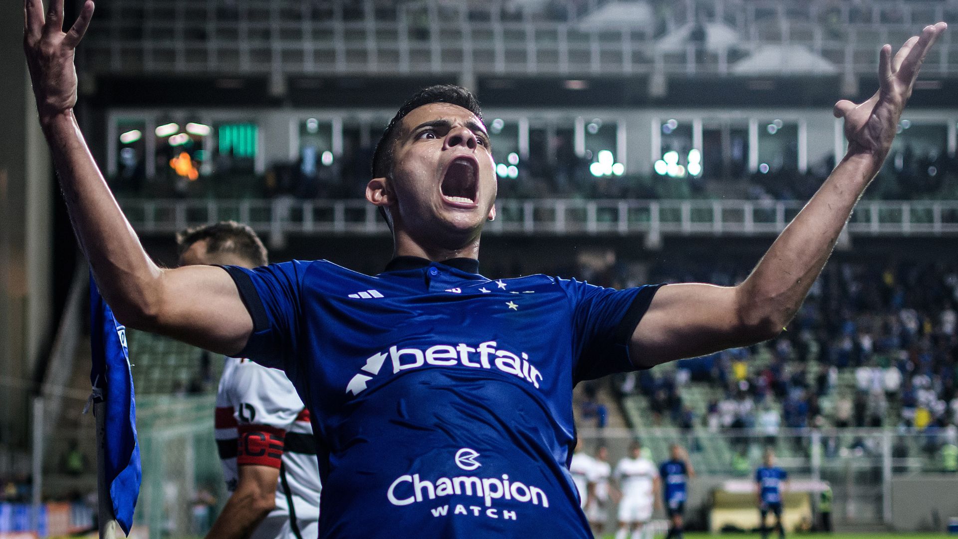 Bruno Rodrigues comemorando vitória contra o São Paulo (Crédito: Staff Images / Cruzeiro)