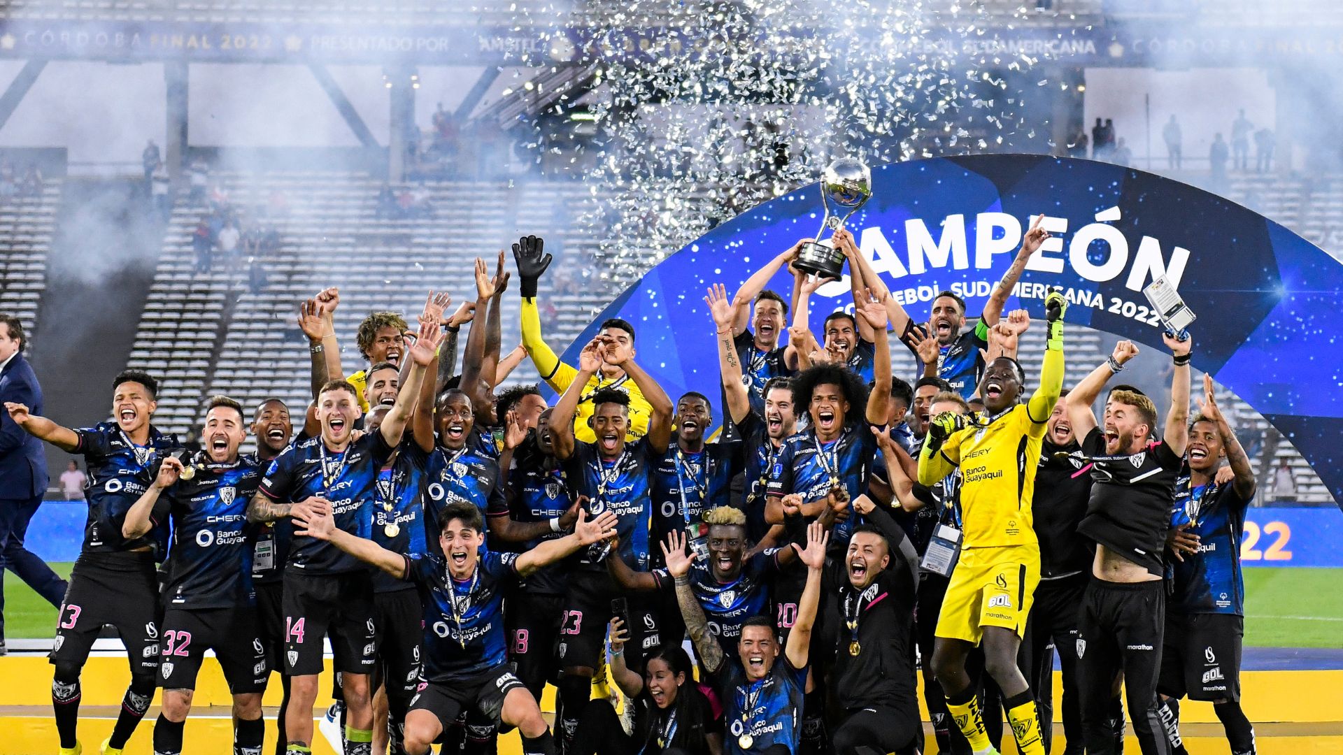 O Independiente del Valle venceu a Sul-Americana 2022, contra o São Paulo, em Córdoba (Crédito: Getty Images)