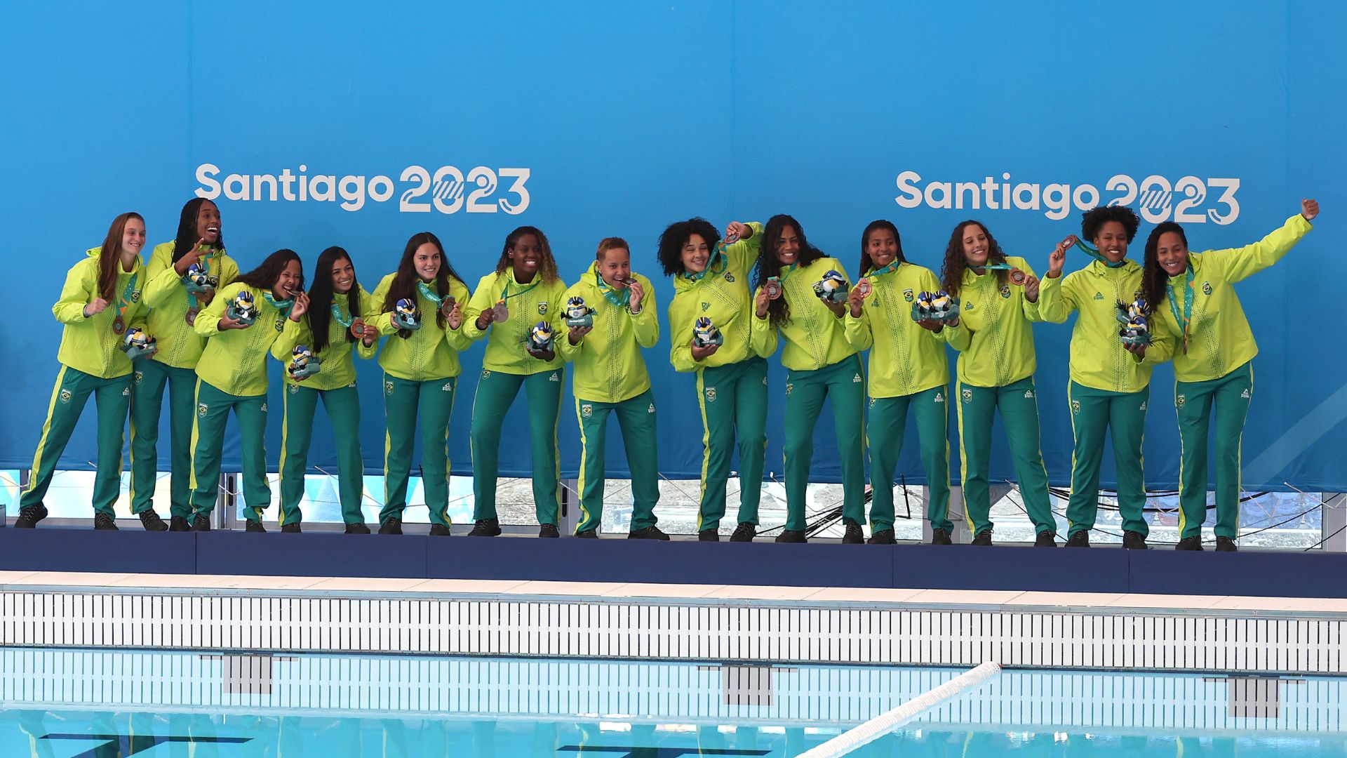 Equipe feminina de polo aquático brasileira (Crédito: Getty Images)