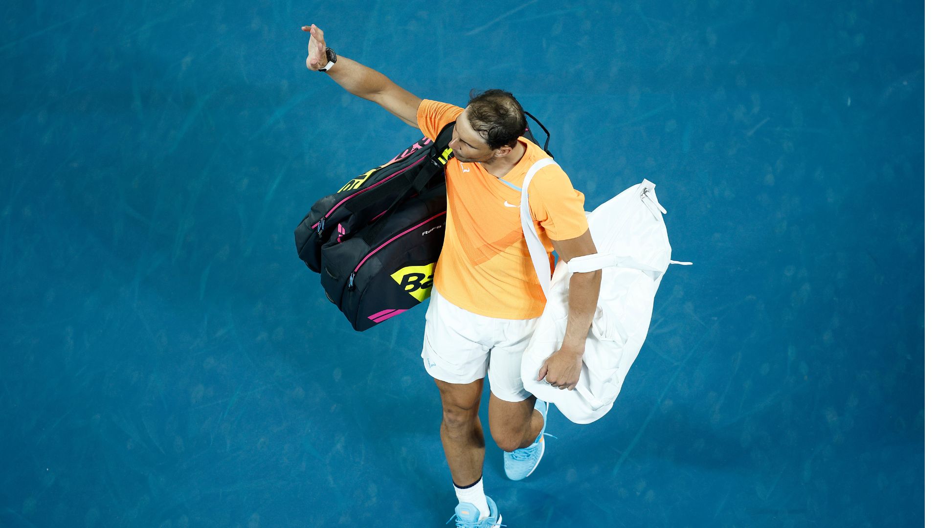 Rafael Nadal se despedindo do último Australian Open 