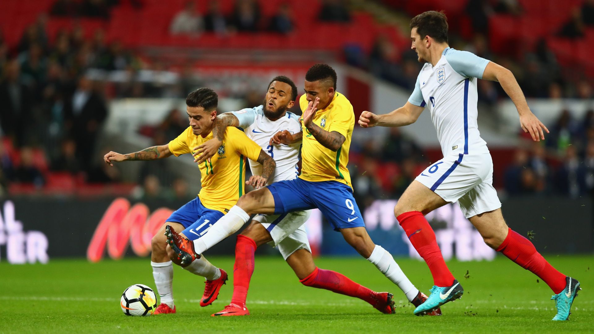 Inglaterra e Brasil empataram no último encontro