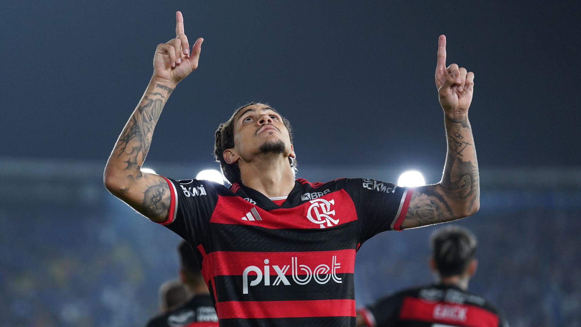 Pedro marcou o primeiro gol do Flamengo na Libertadores 2024 (Crédito: Getty Images)