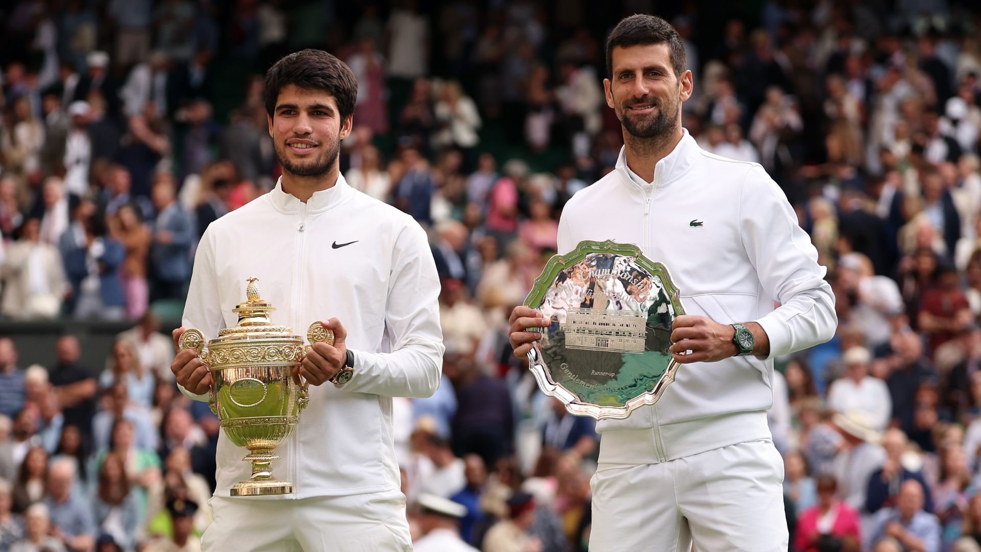 Carlos Alcaraz foi o grande campeão de Wimbledon em 2023, em final contra Novak Djokovic (Crédito: Getty Images)
