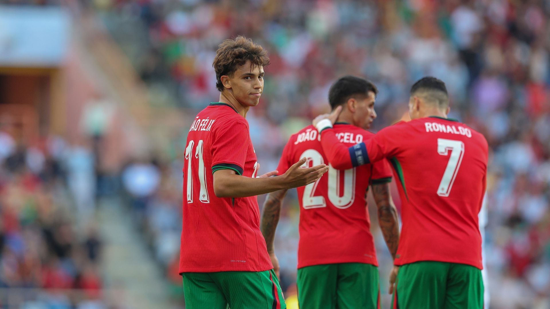 Comemoração de João Felix no primeiro gol da seleção portuguesa (Crédito: Getty Images)