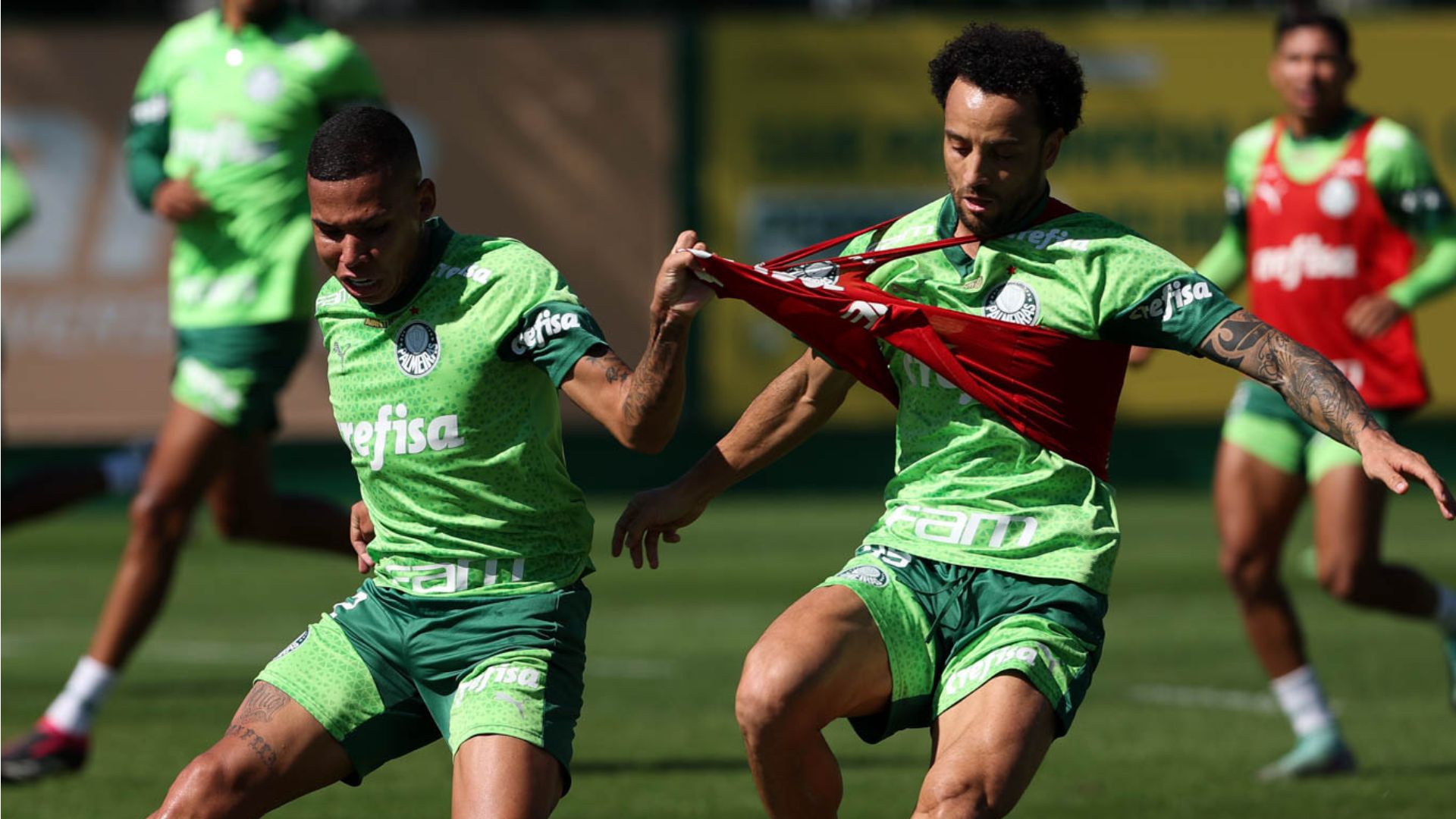 Felipe Anderson durante treinamento do Palmeiras (Crédito: Cesar Greco / Palmeiras)