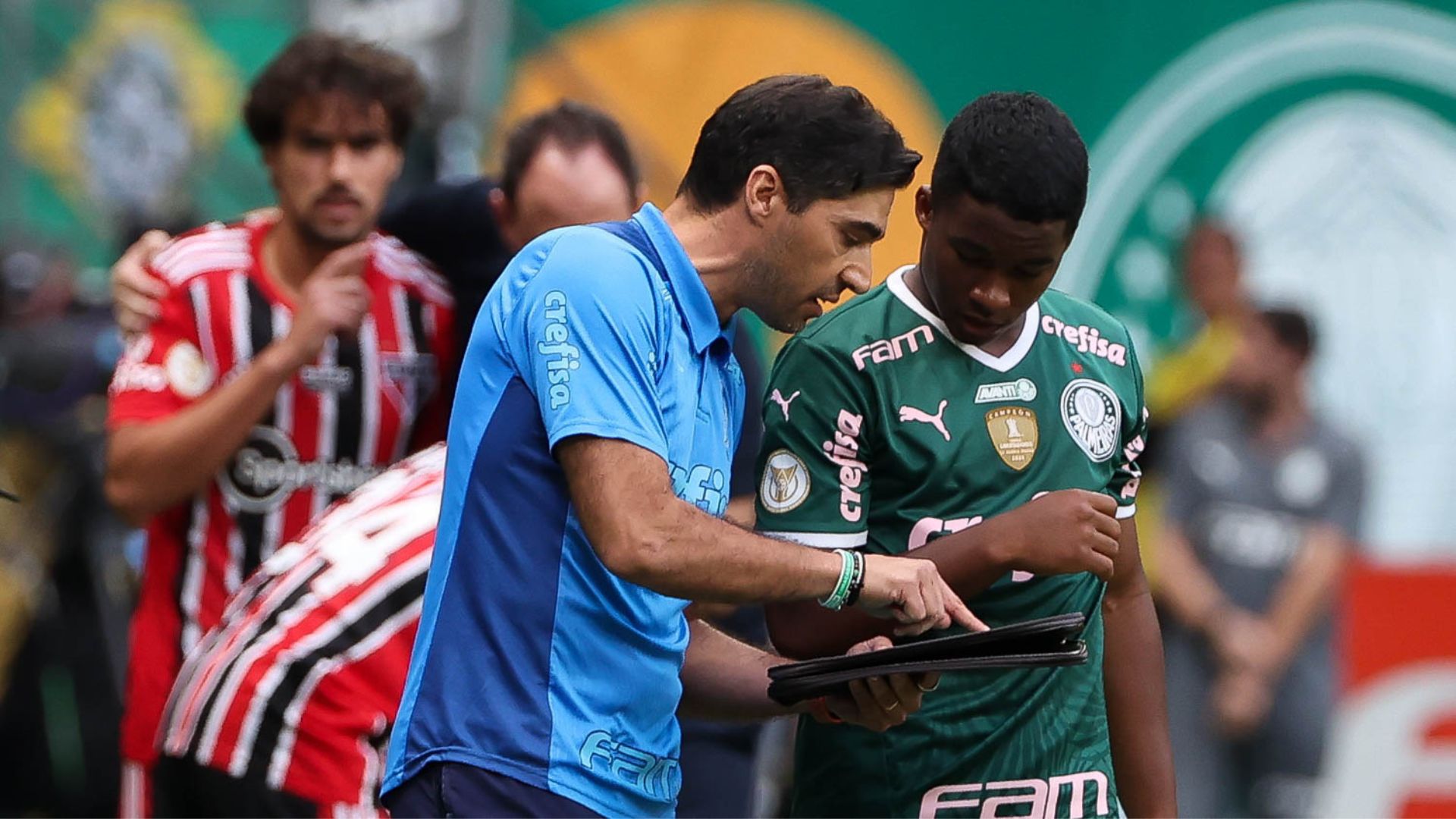 Abel Ferreira e Endrick em Palmeiras x São Paulo