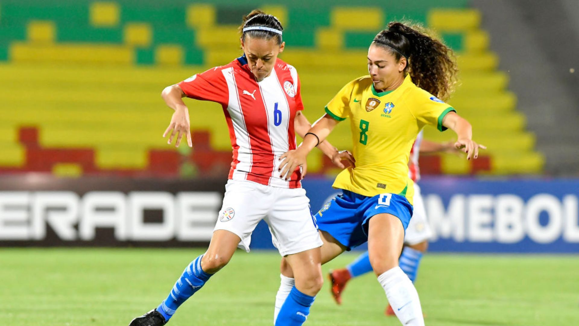 Brasil x Paraguai em campo pela Copa América Feminina