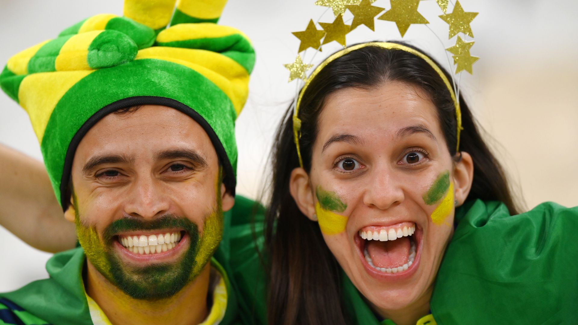 Torcedores brasileiros antes do jogo do Brasil