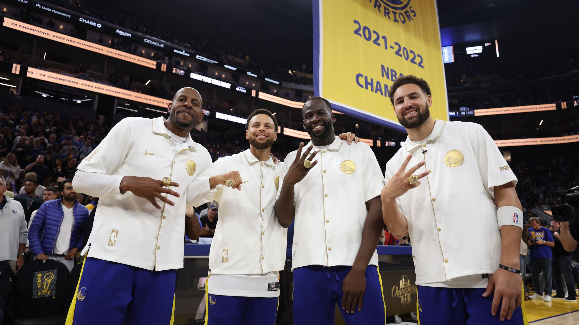 Quarteto tetracampeão da NBA pelos Warriors