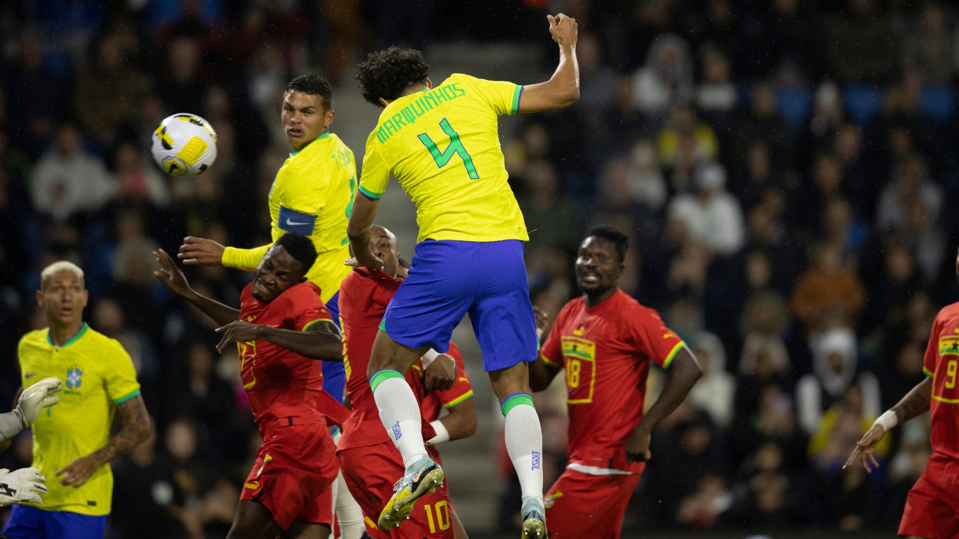 Marquinhos fez o primeiro gol do Brasil nesta sexta-feira, 23