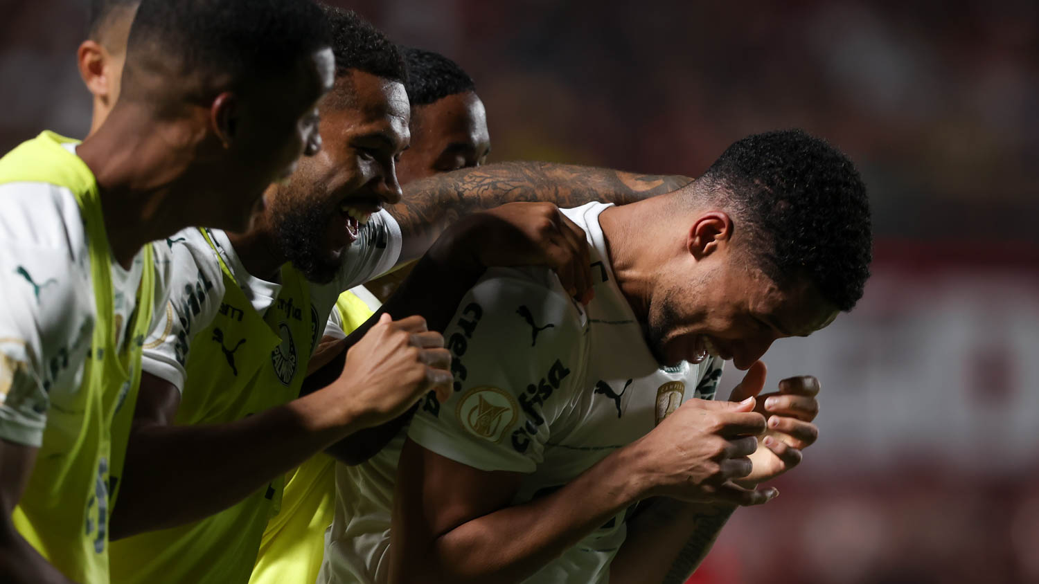 Murilo comemorando gol na última partida do Palmeiras