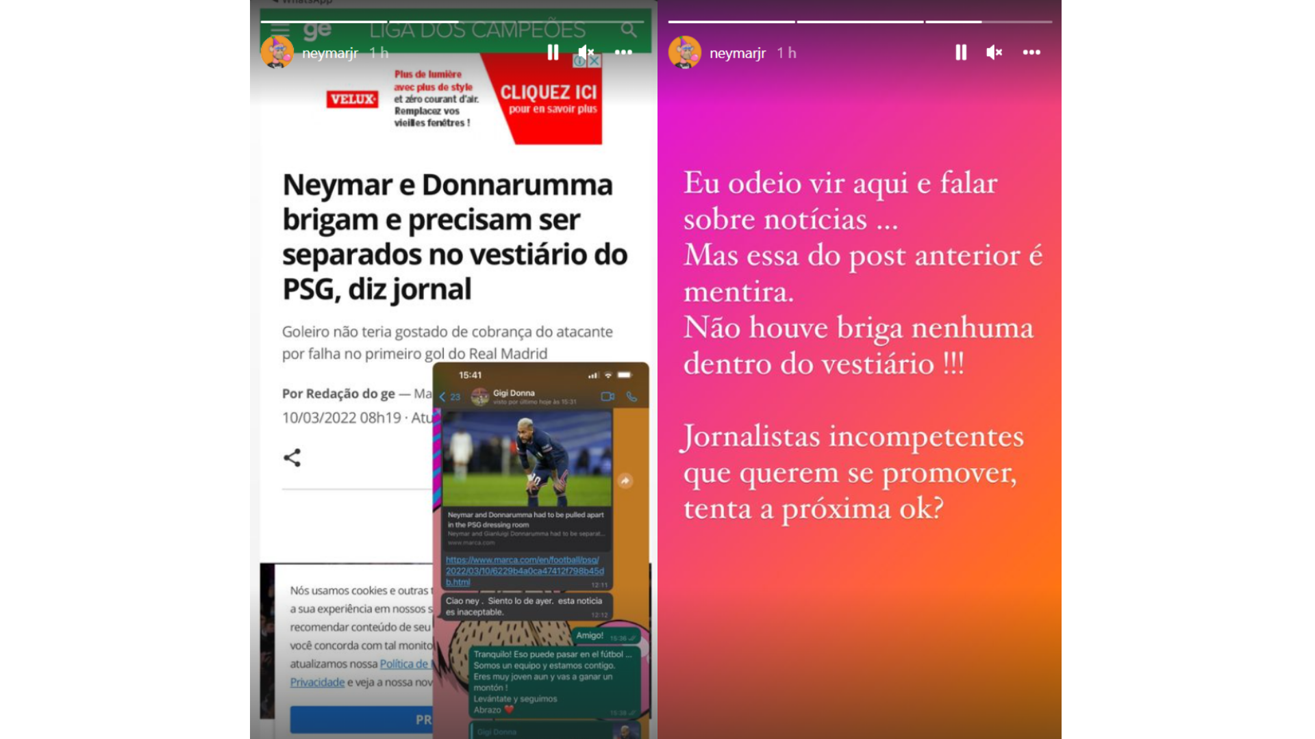 Prints do post de Neymar