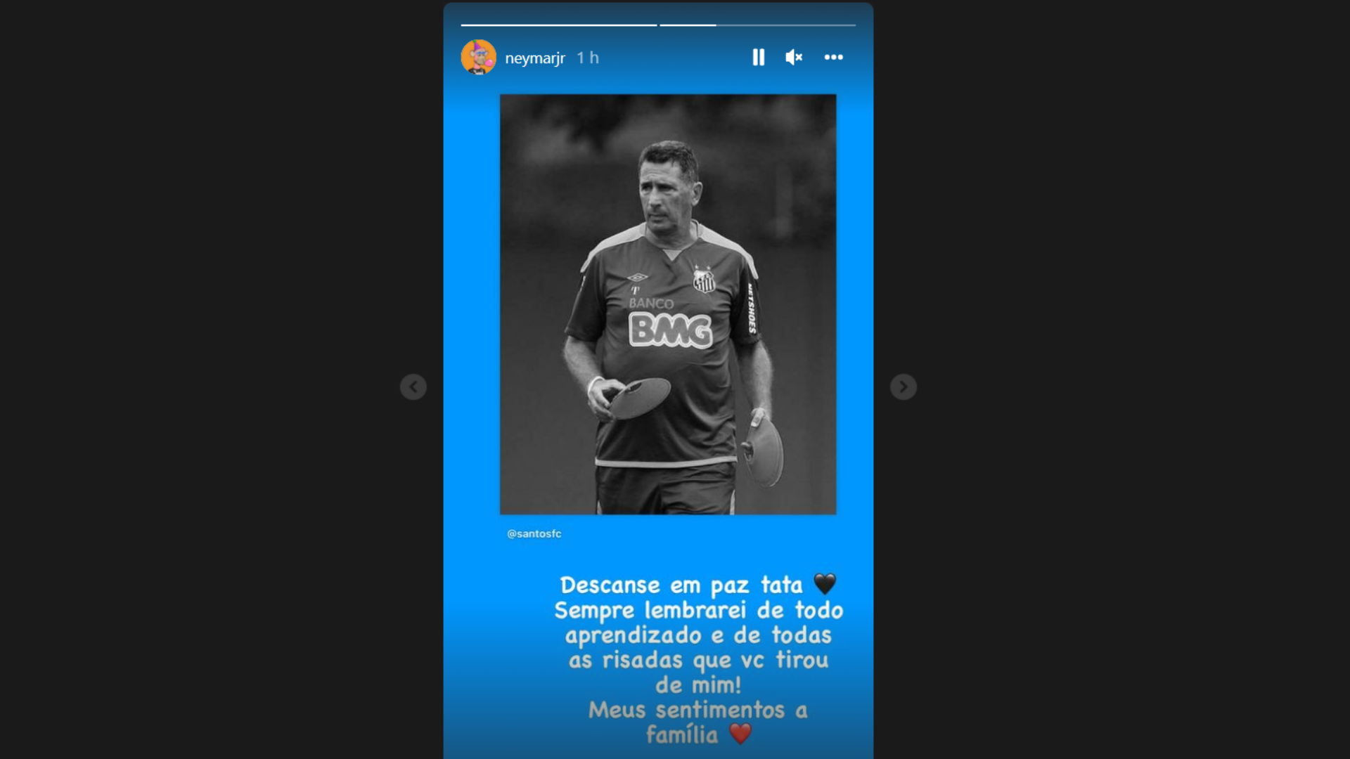 Post de Neymar no Instagram para Tata