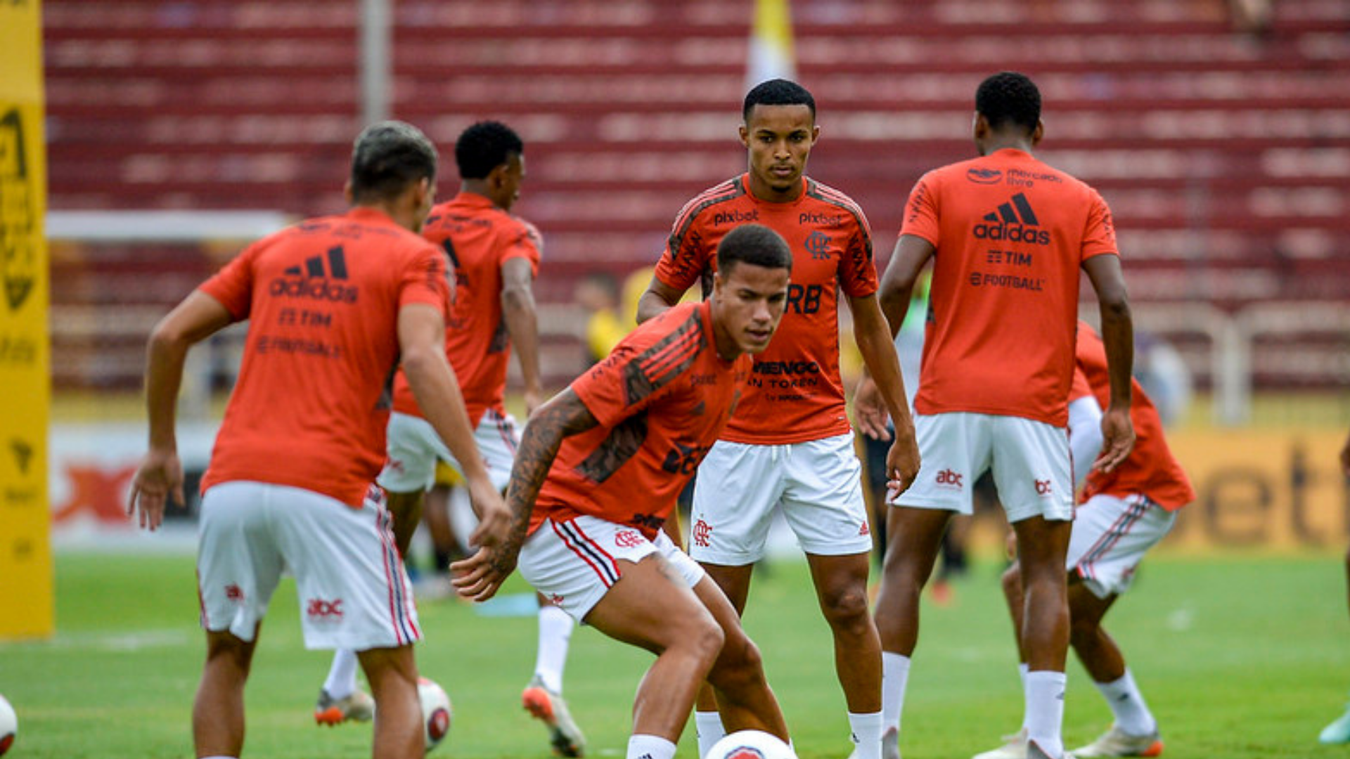 Jogadores do Flamengo antes do jogo