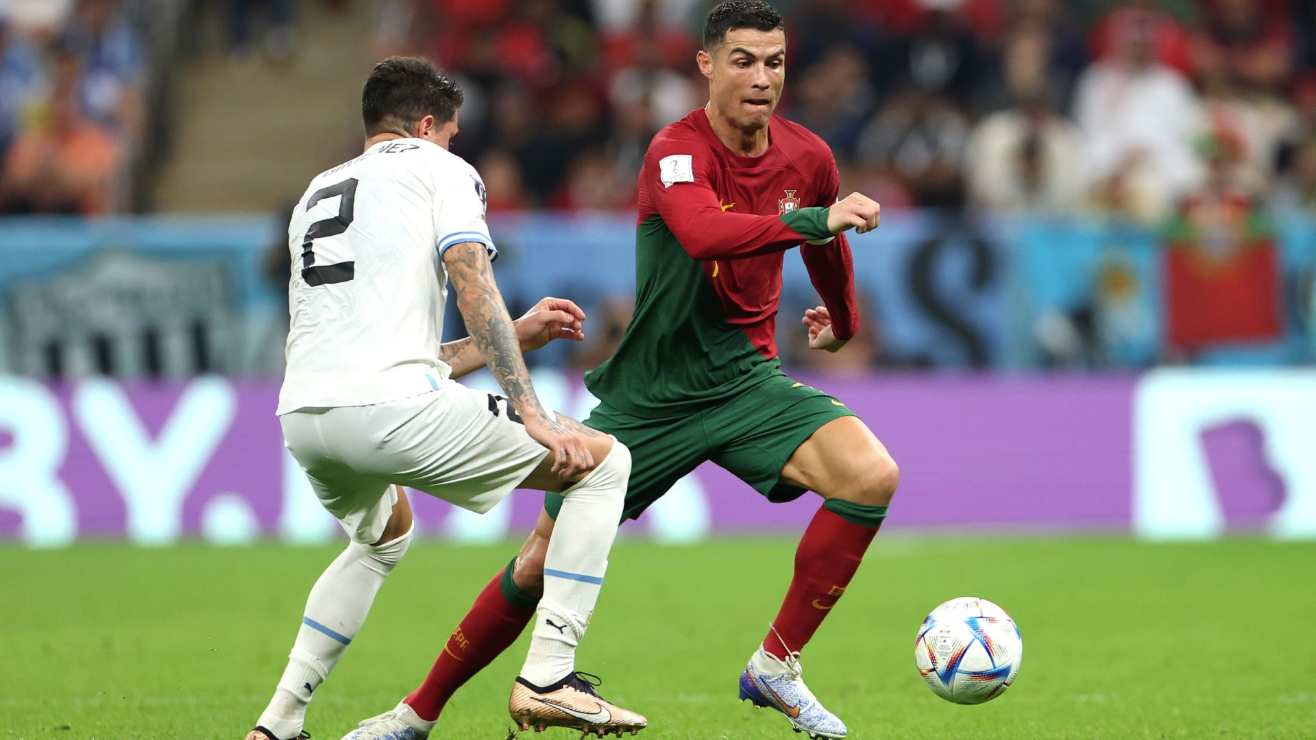 Cristiano Ronaldo comemorou o gol que depois foi computado para Bruno Fernandes (Crédito: Getty Images)