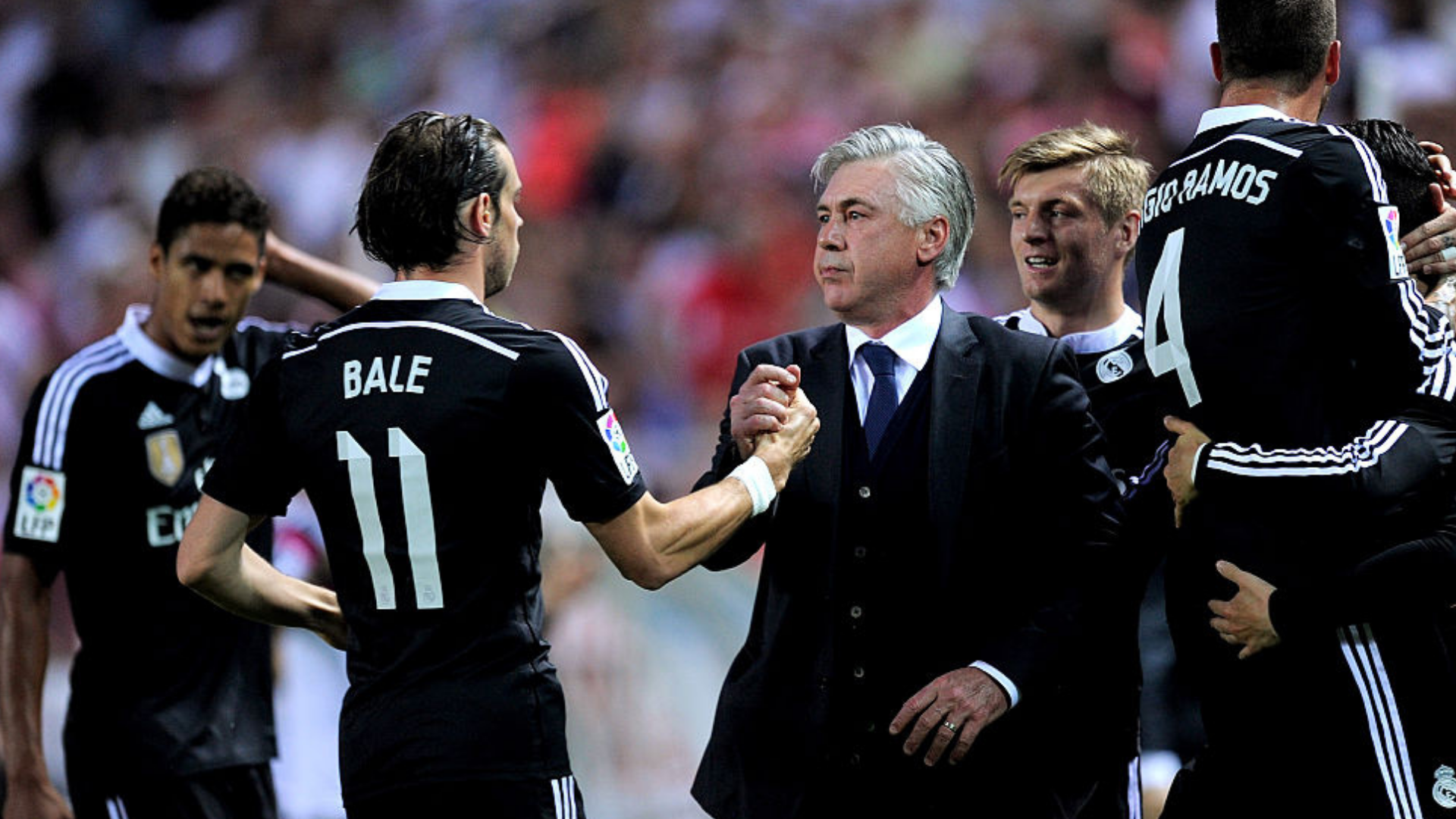 Ancelotti e Bale juntos no Real Madrid