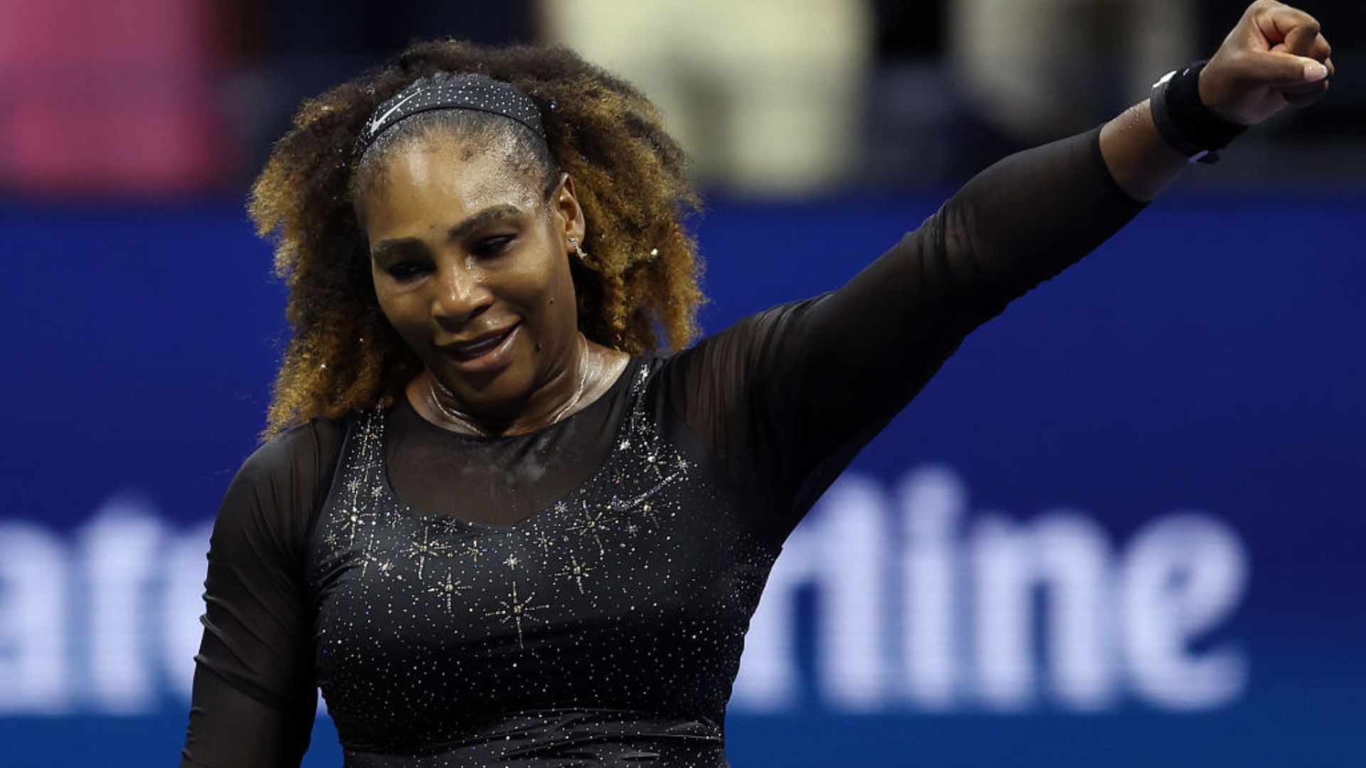 Serena Williams em quadra na estreia no US Open