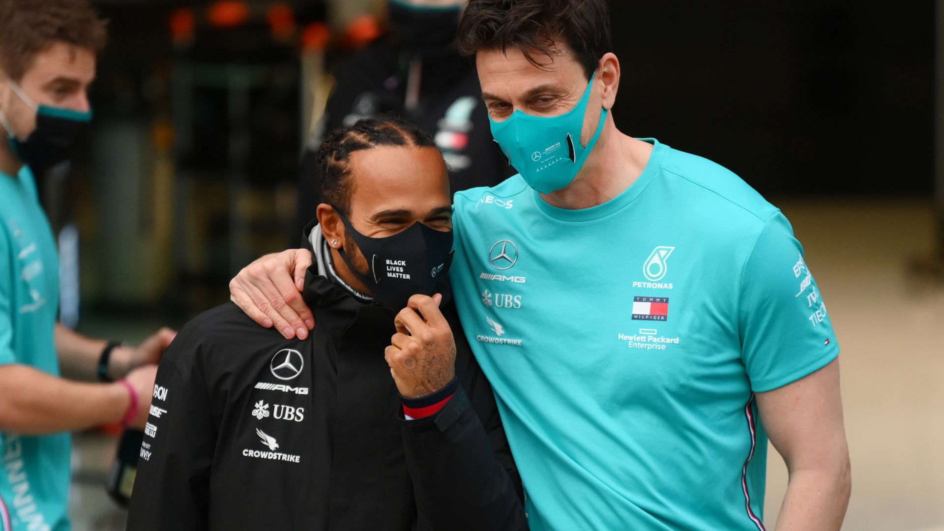 Lewis Hamilton e Toto Wolff, na F1