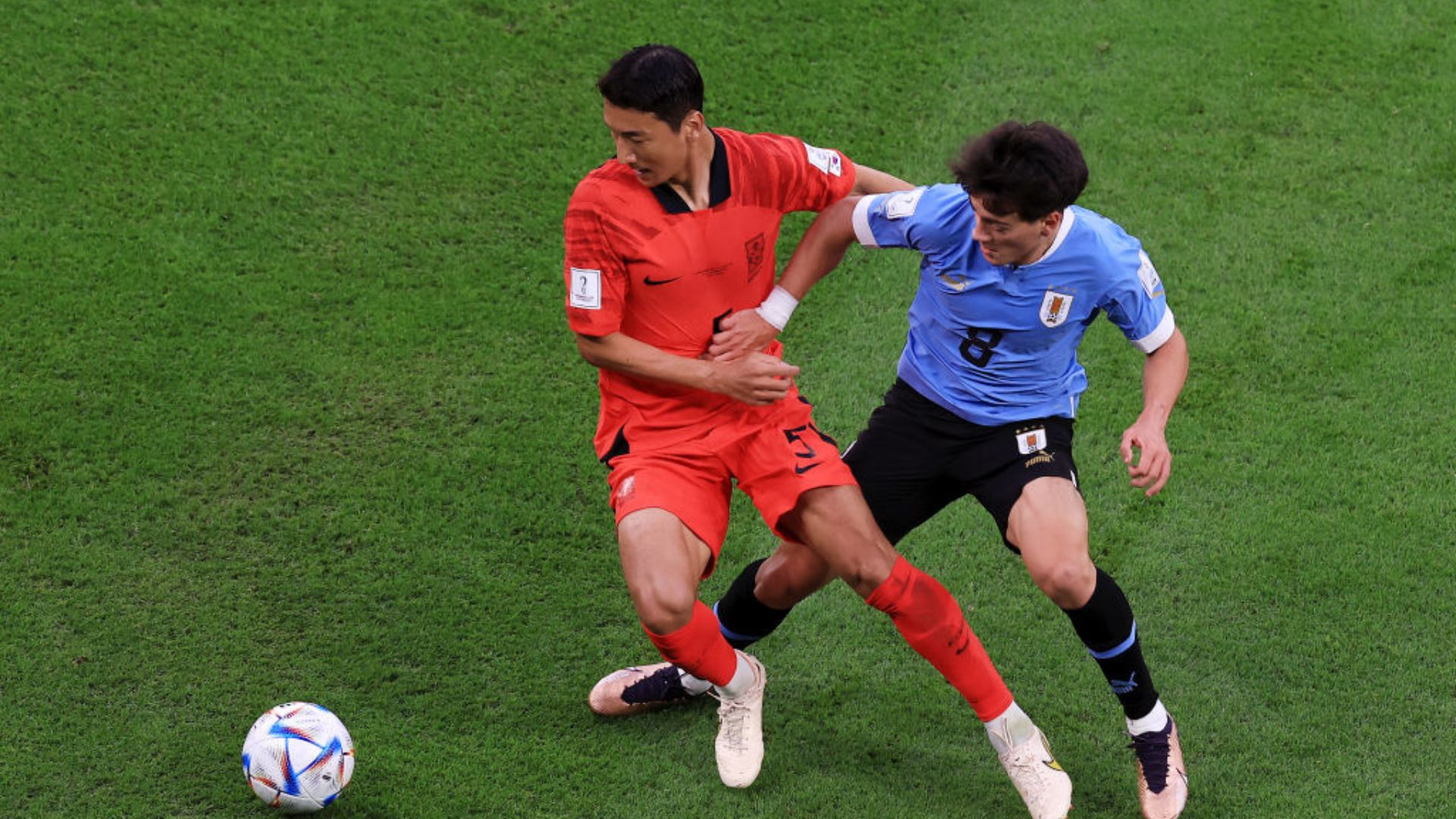 Uruguai em ação contra a Coreia do Sul