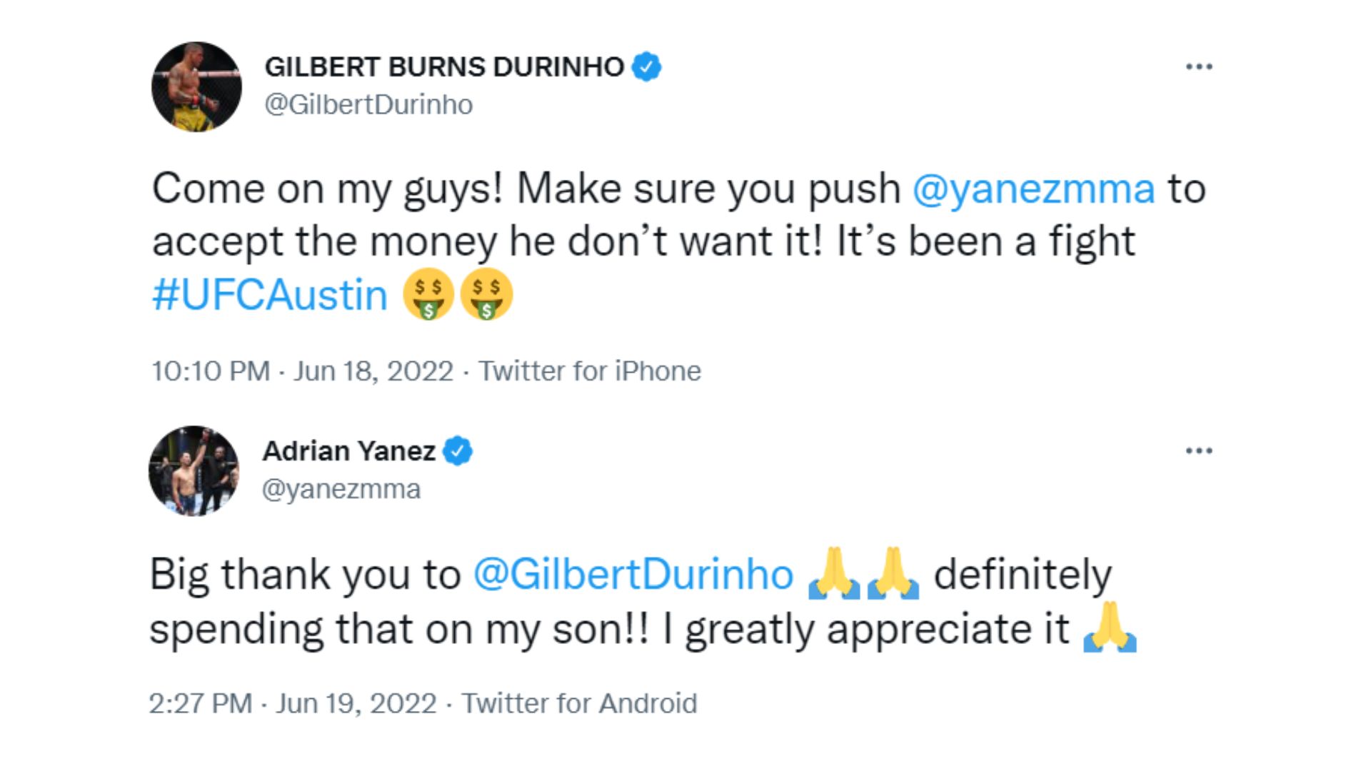 Yanez e Durinho interagem no Twitter 